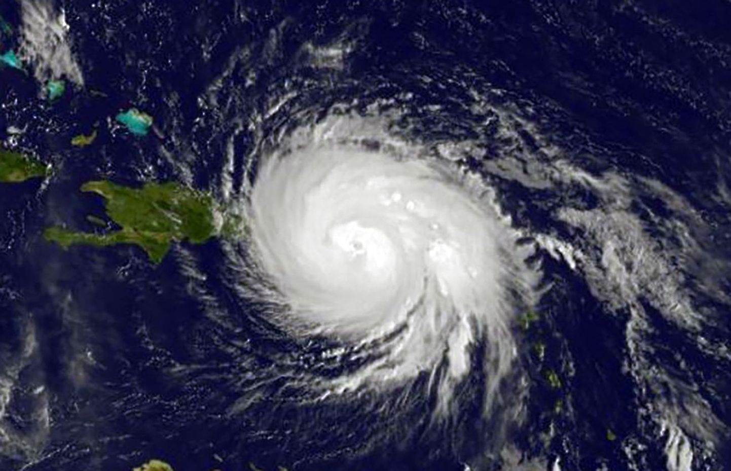 Orkaan Maria laastab Puerto Ricos 2017. aastal. NASA satelliitpilt orkaanist.