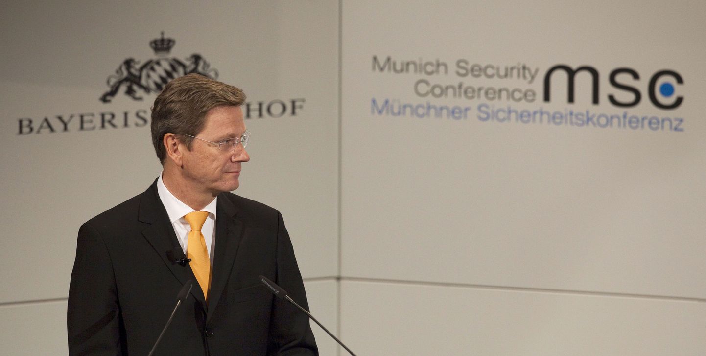 Saksa välisminister Guido Westerwelle Münchenis toimuval julgeolekupoliitika konverentsil.