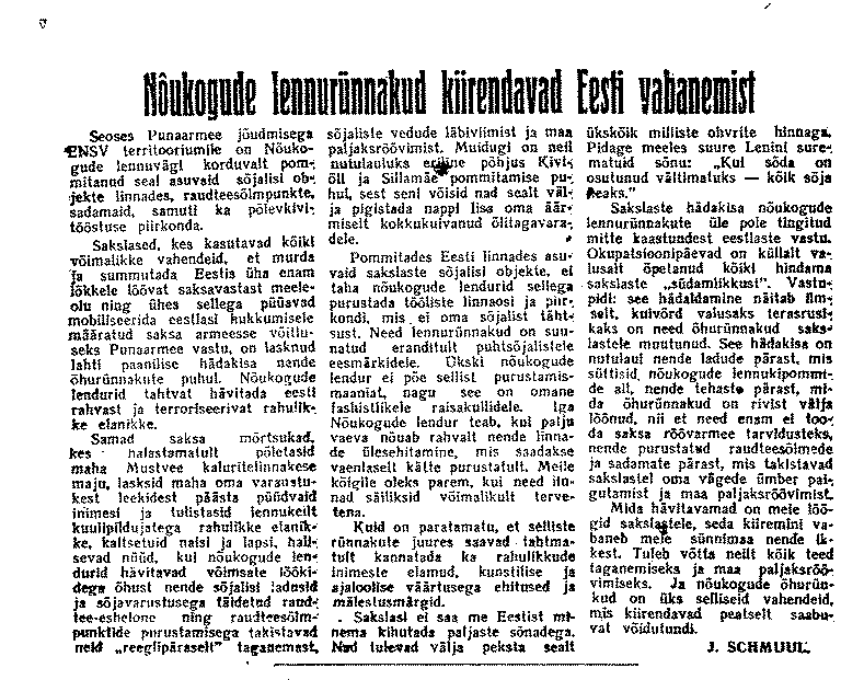 Juhan Smuuli artikkel ajalehes Rahva Hääl 23. mail 1944