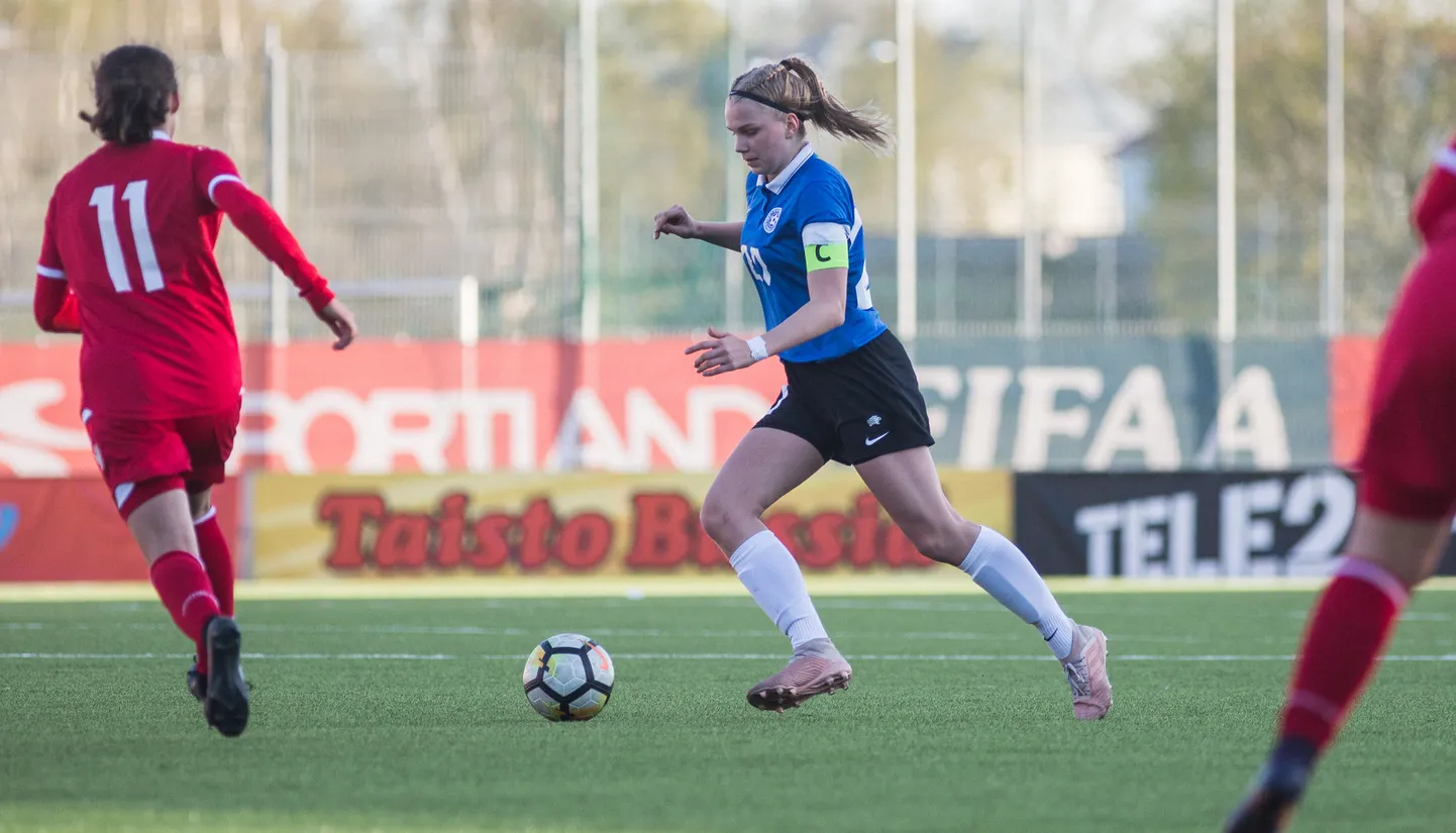 Pildil Marta Raidna kevadel toimunud kodusel UEFA sõprusturniiril.