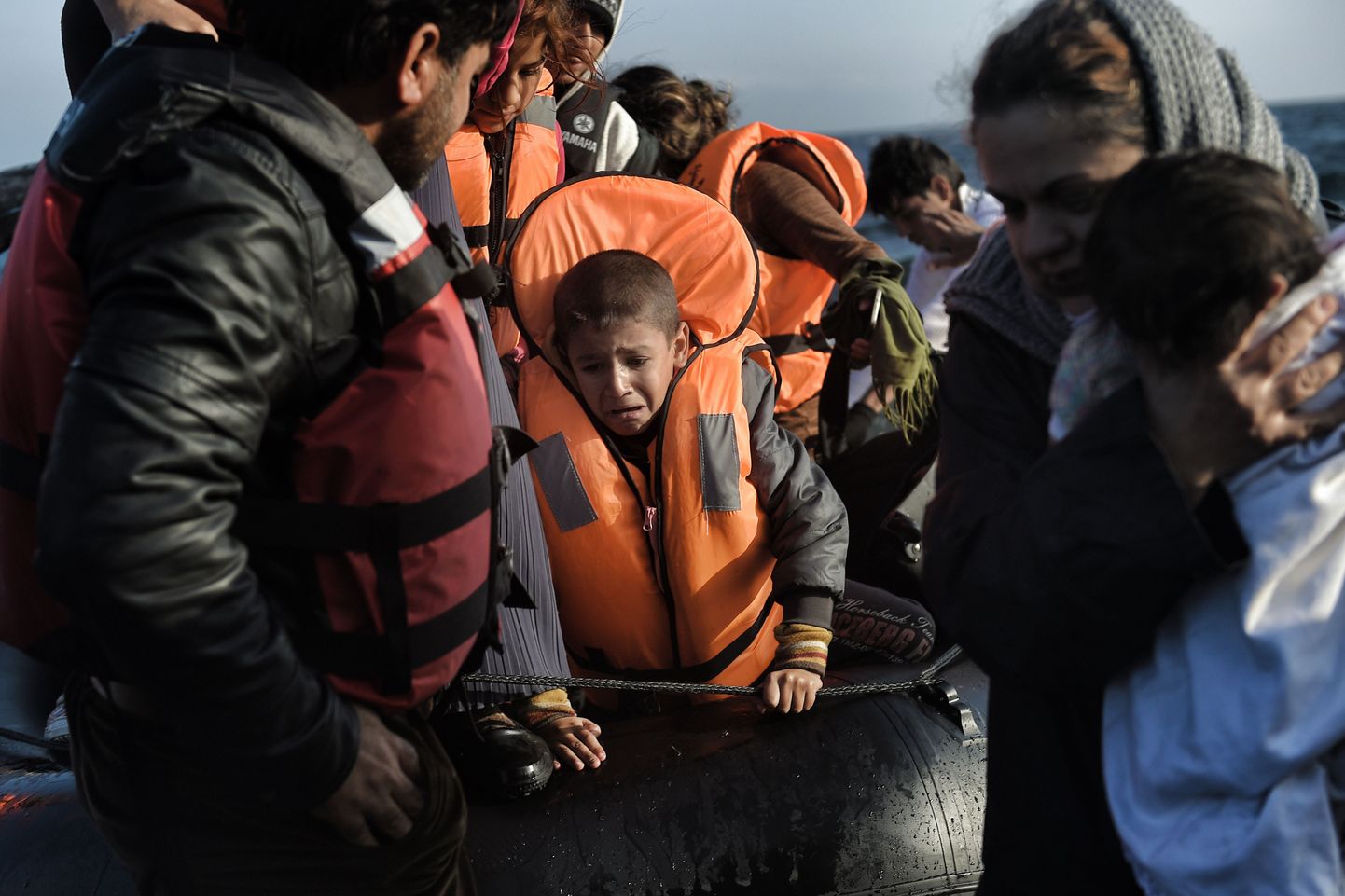 Süüria põgenikud jõudmas üle Egeuse mere Türgist Kreekasse Lesbosele