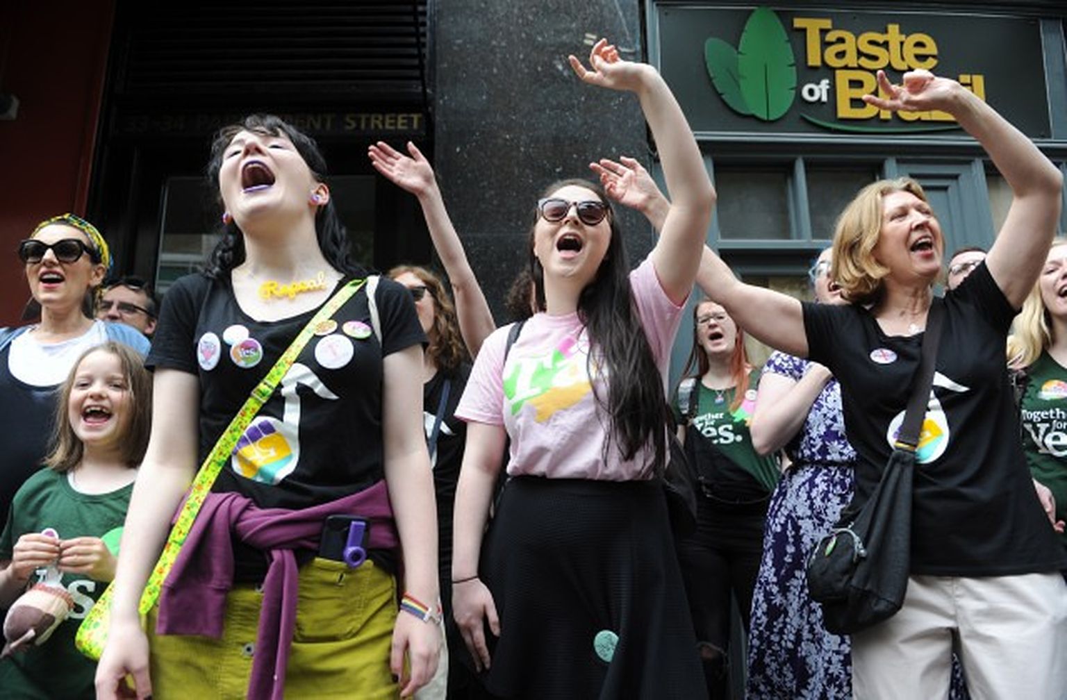 Members of a women's Choir for Choice sing after a referndum on abortion, in Dublin, Ireland, 26 May 2018. Ireland has voted overwhelmingly to legalize abortion in a historic referendum on 25 May 2018.  EPA/AIDAN CRAWLEY