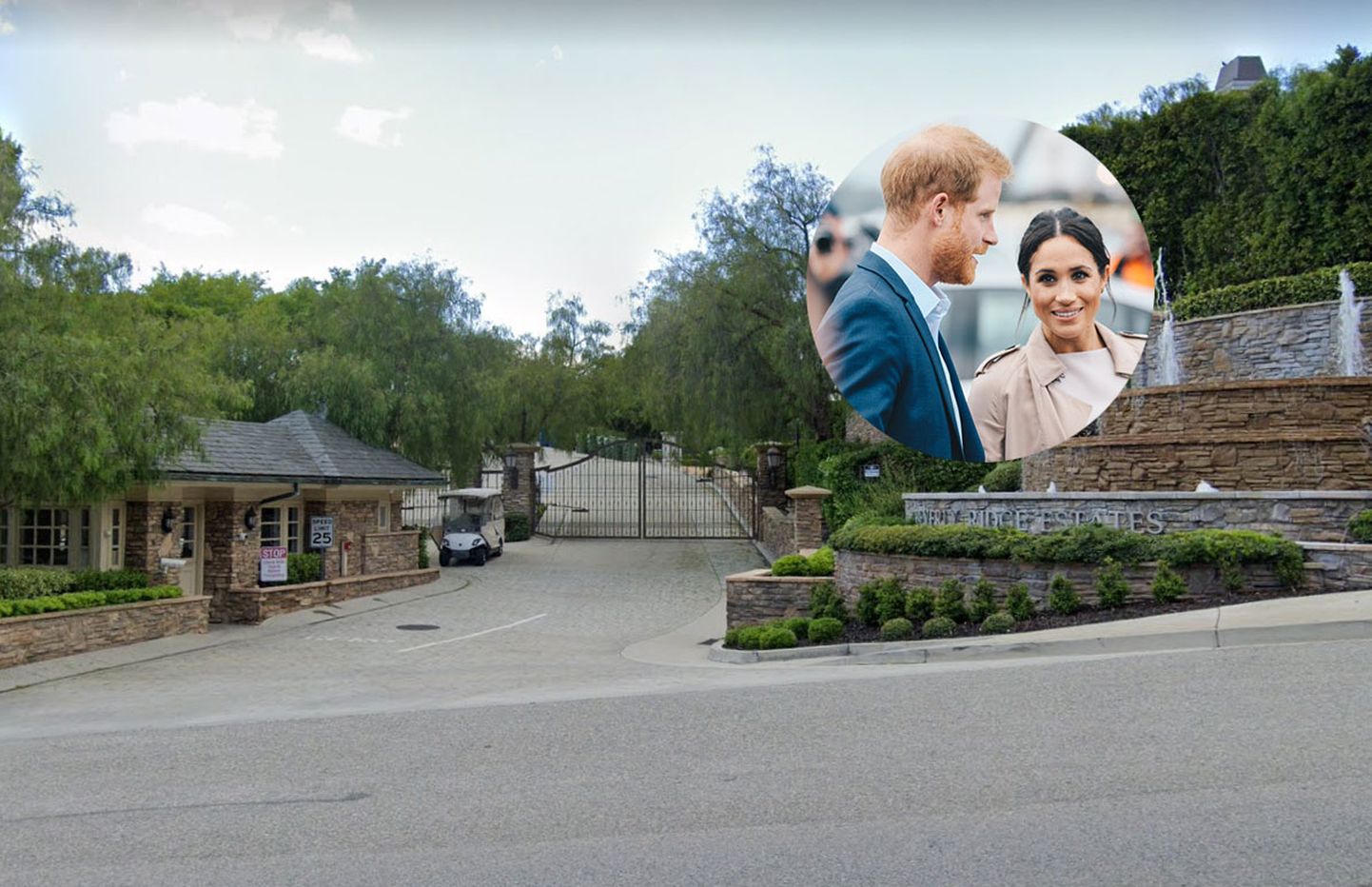 Harry ja Meghani koduks olev privaatne Beverly Ridge Estates naabruskond.
