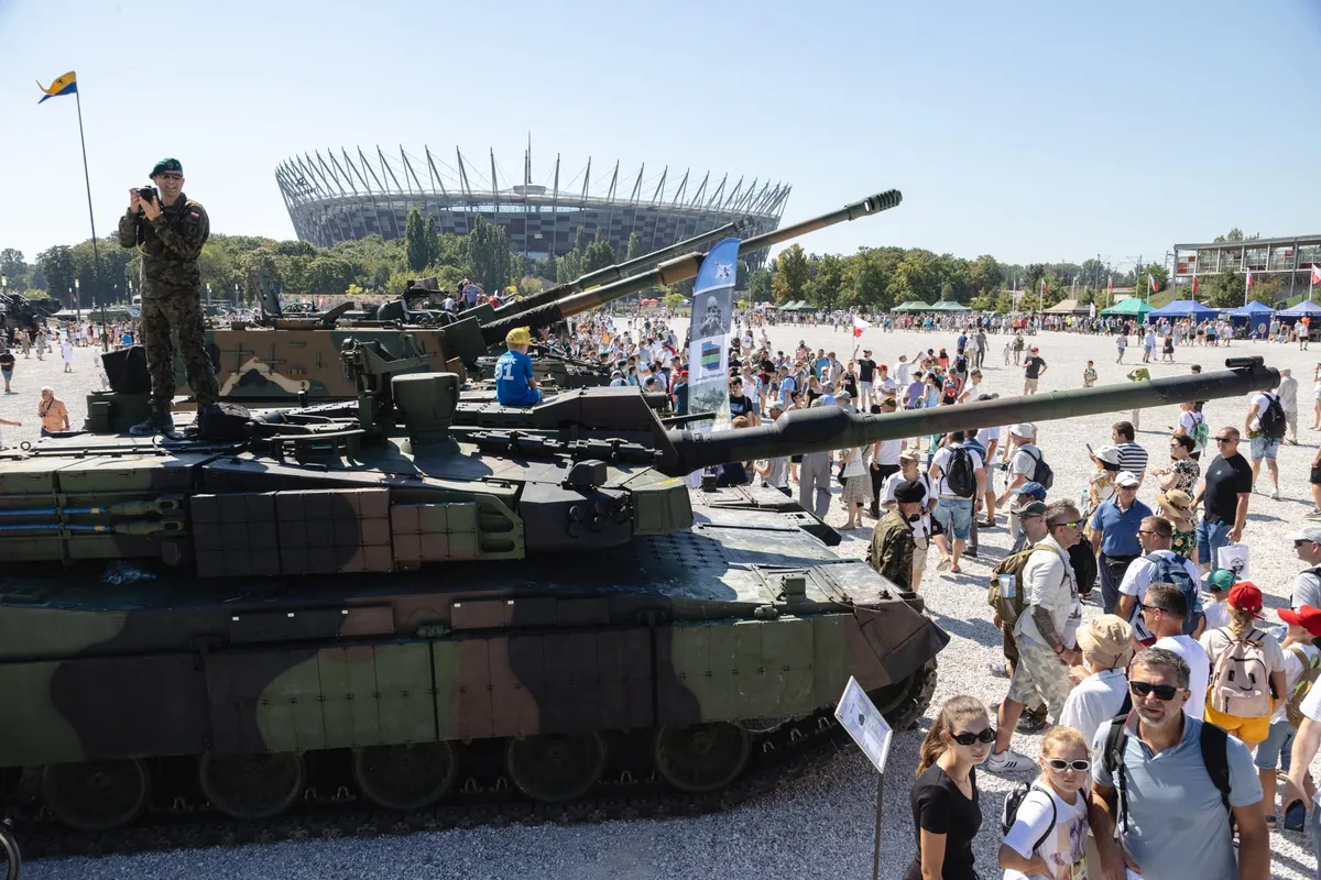 Military equipment on display at the military picnic held on Polish Defense Forces Day, August 15, in Warsaw.