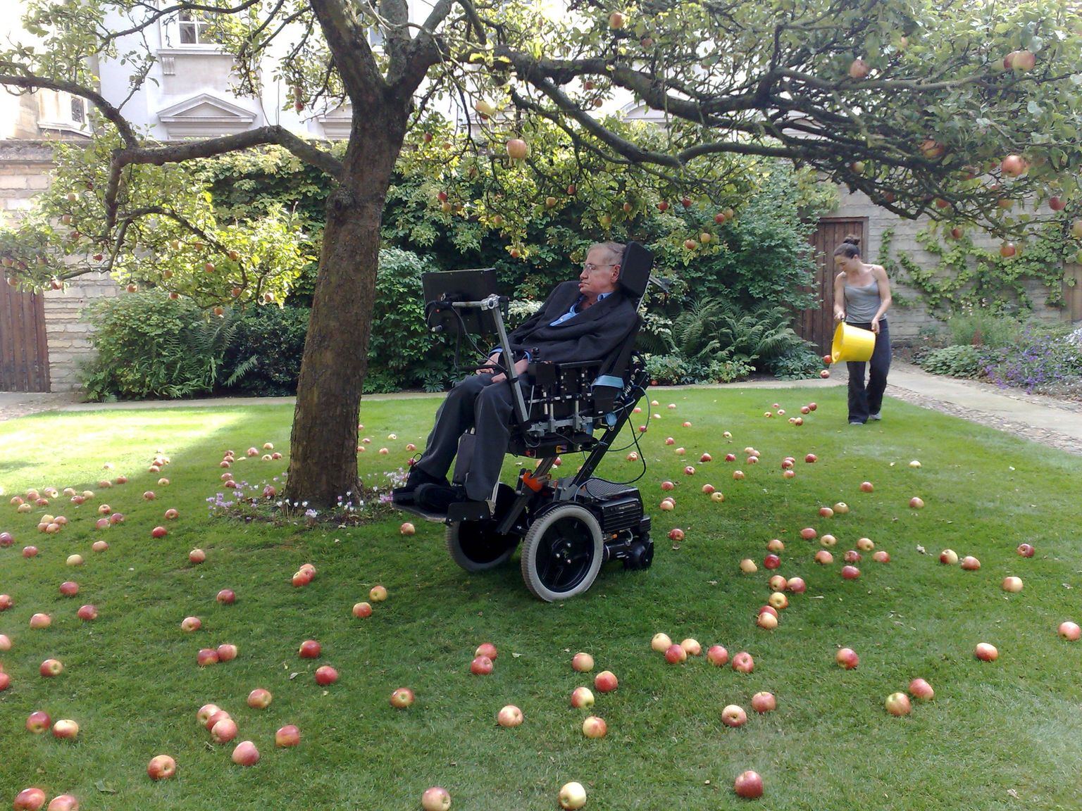 Stephen Hawking dokumentaalfilmi võtetel, taustal Newtoni kuulsa õunapuu järelematkimine. Ühes isikus said kokku suur teadlane, suur humanist ja vaieldamatult ka suur meediatäht.