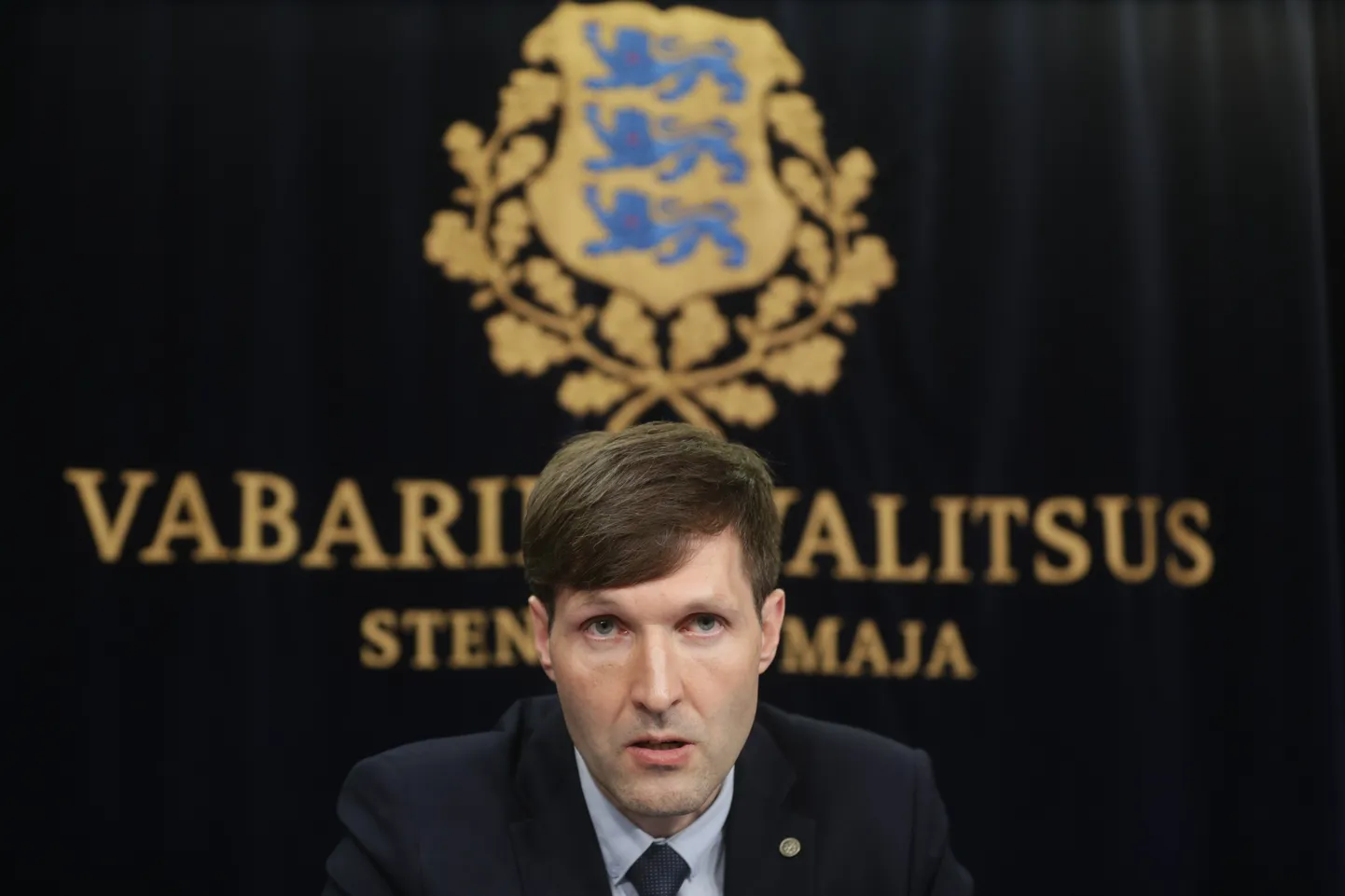 Martin Helme valitsuse pressikonverentsil.