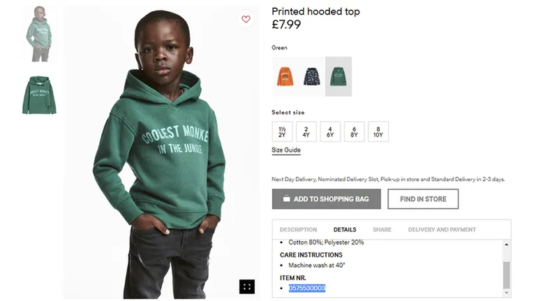 Kõnealune reklaamfoto H&M pusast.