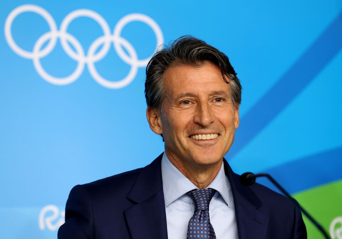 IAAFi president Sebastian Coe pressikonverentsil Rio olümpiamängudel.