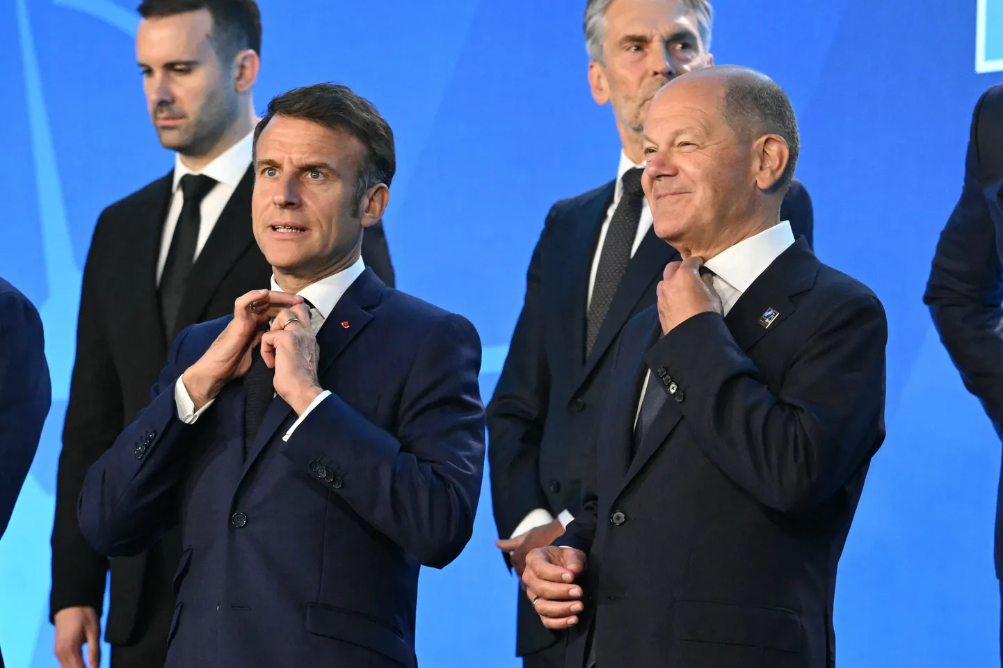 Prantsusmaa president Emmanuel Macron ja Saksamaa liidukantsler Olaf Scholz 75. NATO tippkohtumisel 10. juulil 2024.