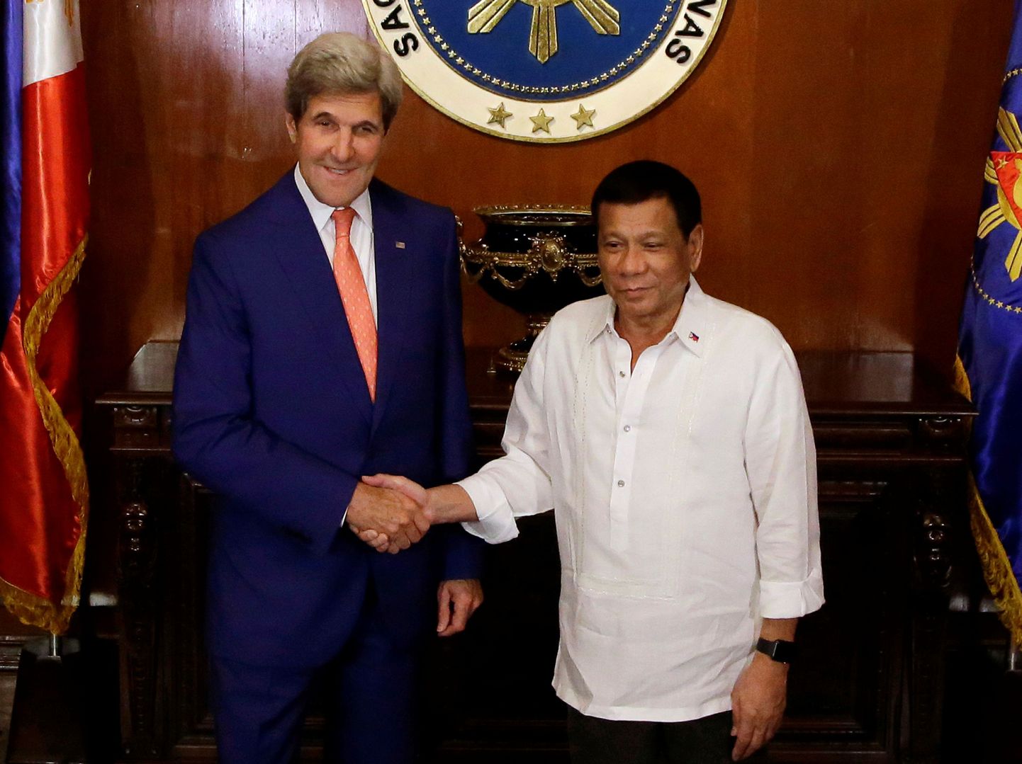 Filipiinide president Rodrigo Duterte kohtumisel USA välisministri John Kerryga Malacanangi presidendipalees.