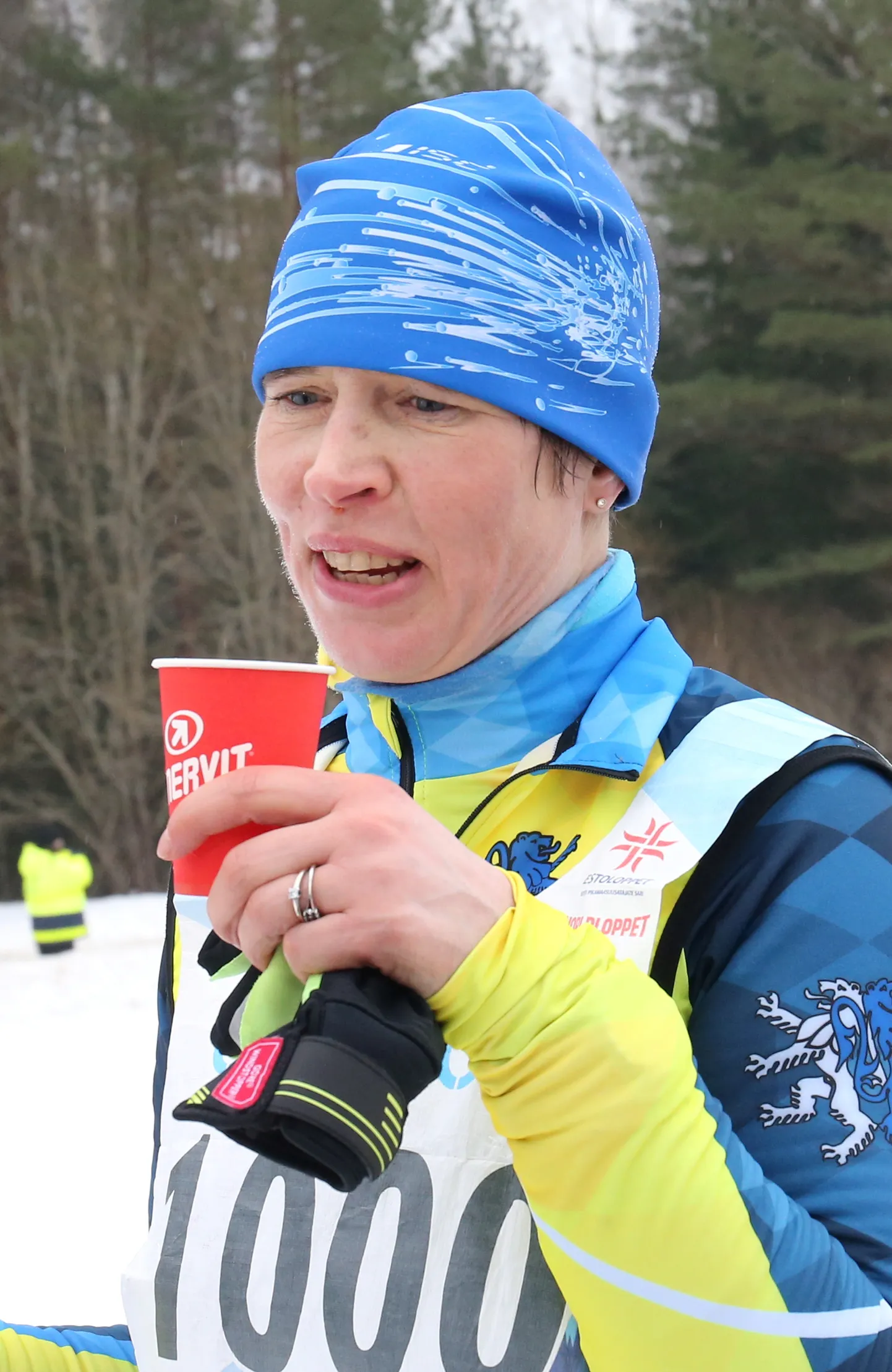 Президент Керсти Кальюлайд на Тартуском лыжном марафоне.