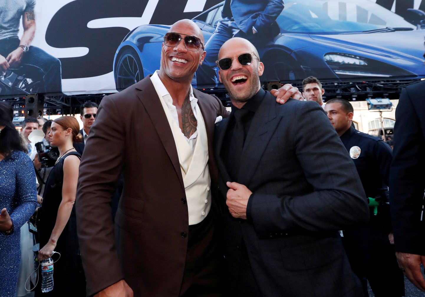 Dwayne Johnson ja Jason Statham filmi «Kiired ja vihased: Hobbs ja Shaw» esilinastusel Los Angeleses 13. juulil 2019.