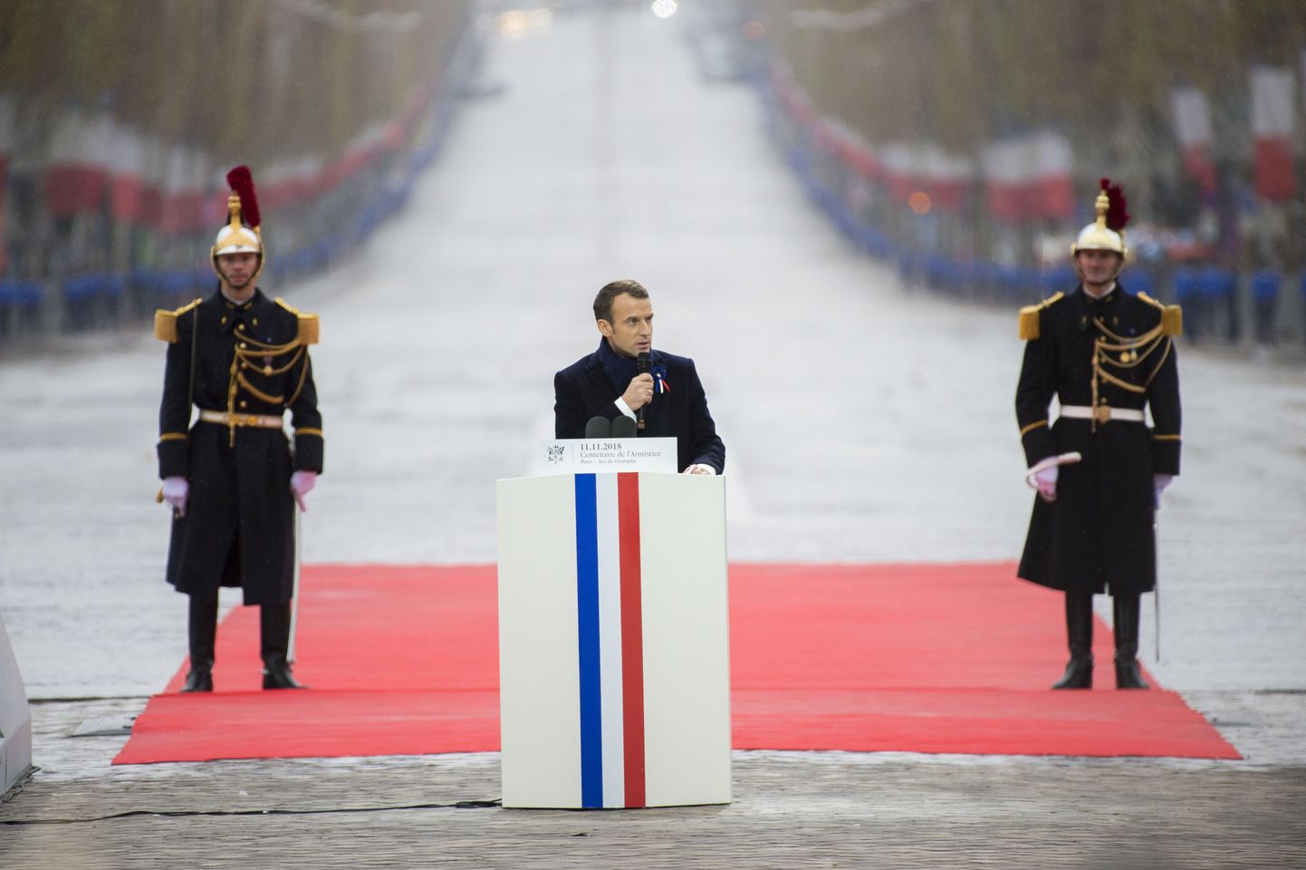 Prantsusmaa president Emmanuel Macron pidamas 11. novembril Pariisis Esimese maailmasõja mälestustseremoonial kõne.