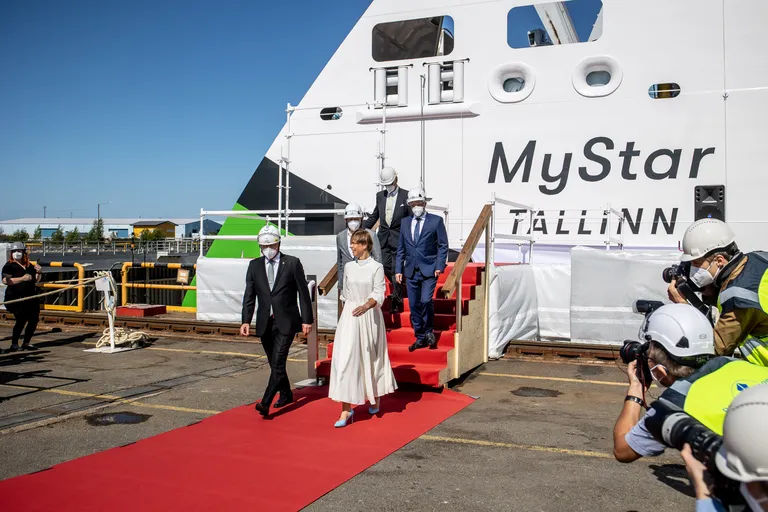 Tallinki uue laeva MyStar ristimine Rauma laevatehases Soomes.