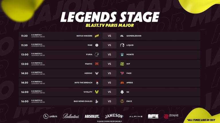 "Legends Stage" pirmās kārtas spēles