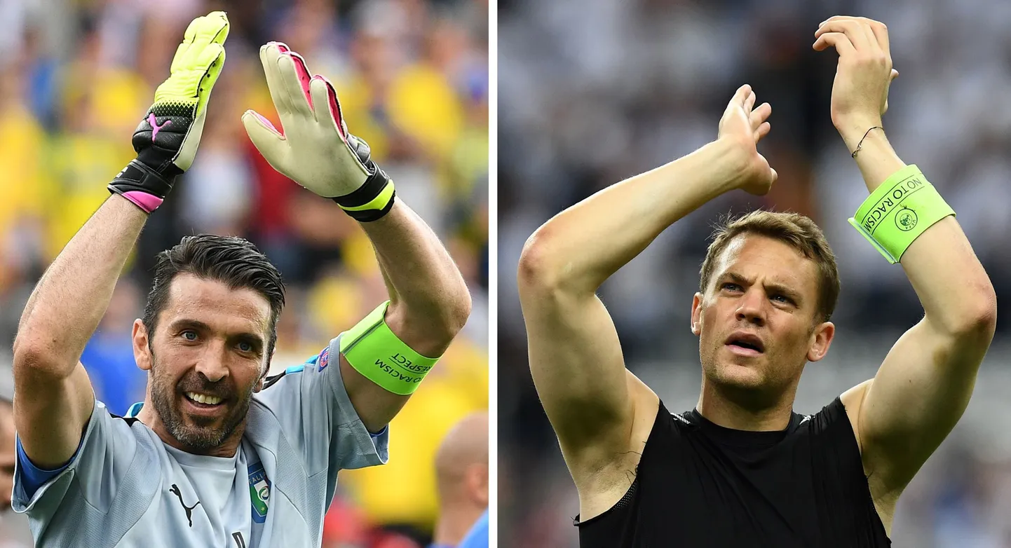 Itaalia koondise väravavaht Gianluigi Buffon (vasakul) ja tema sakslasest ametivend Manuel Neuer.