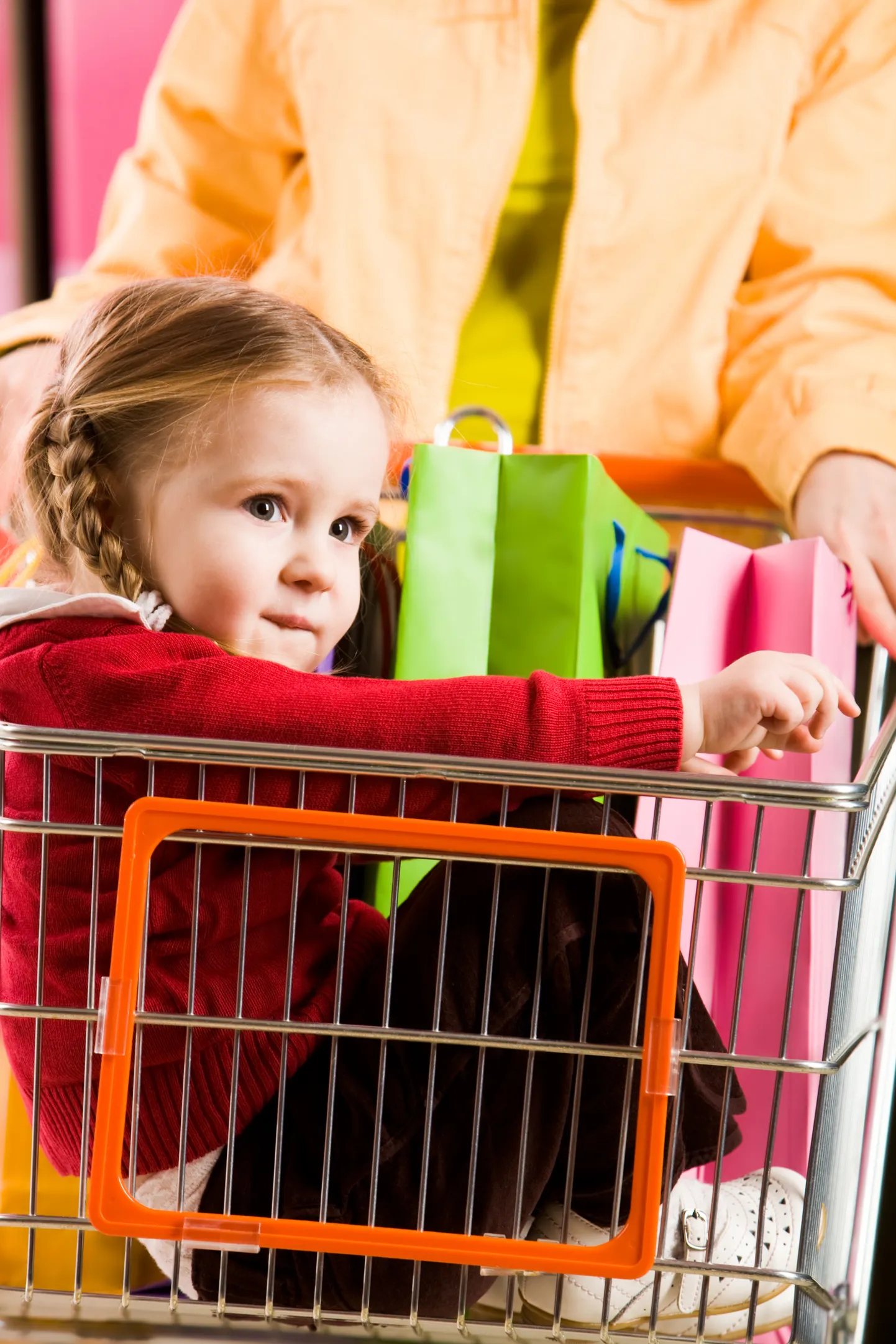 Girl in handcart