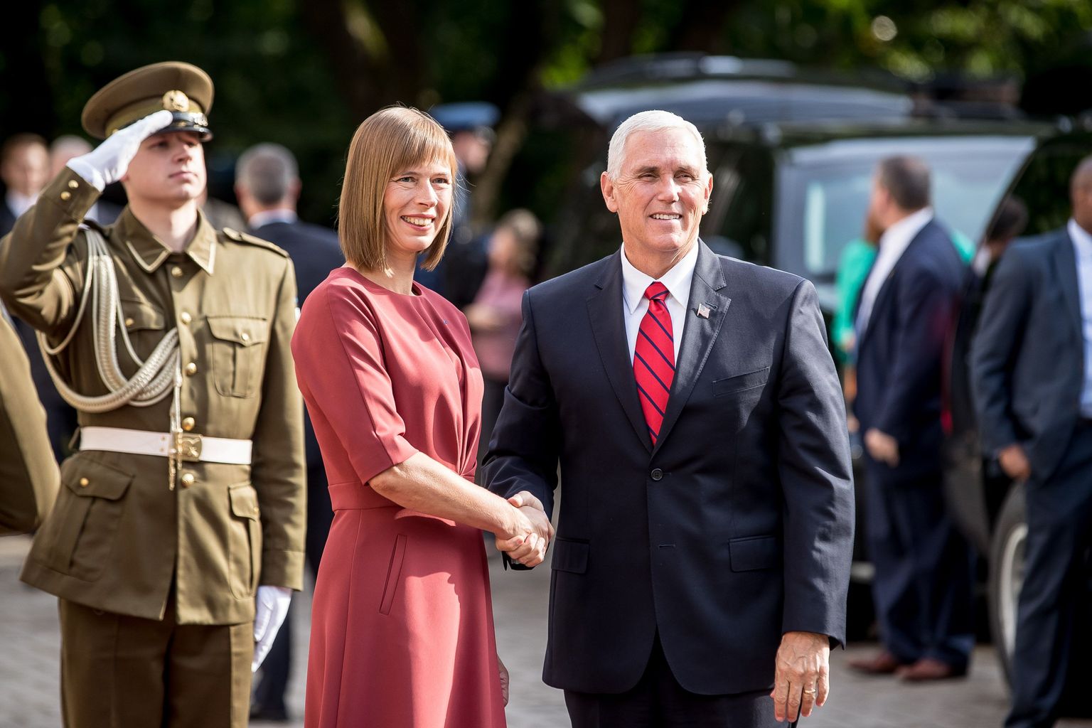 Eesti president Kersti Kaljulaid ja USA asepresident Mike Pence.