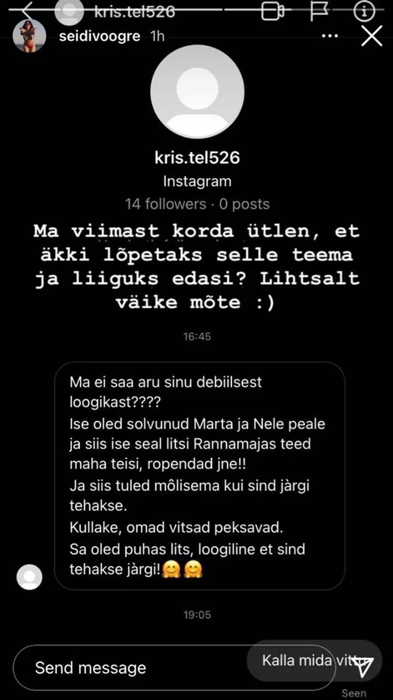 Kuvatõmmis Instagramist.