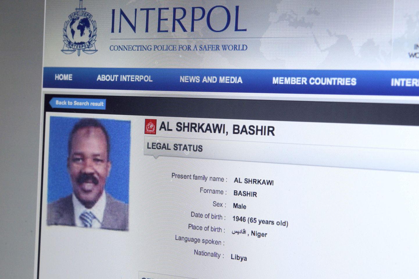 Bashir Saleh Bashiri profiil Interpoli lehel