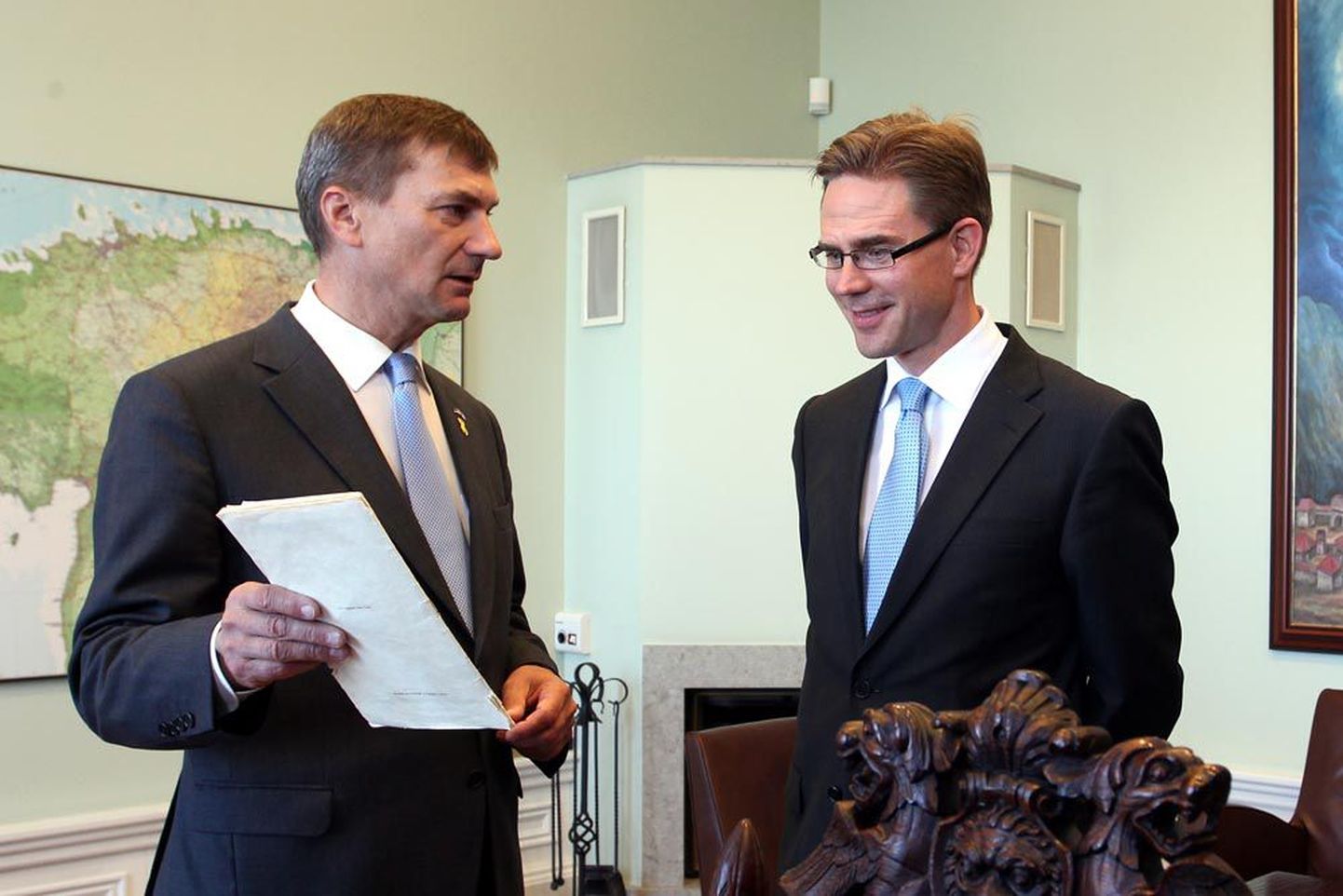 Peaminister Andrus Ansip võttis eile vastu oma värske Soome ameti­venna Jyrki Kataineni.