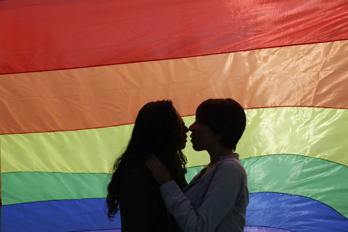 Homoseksuaalid suudlemas. Pilt on illustratiivne