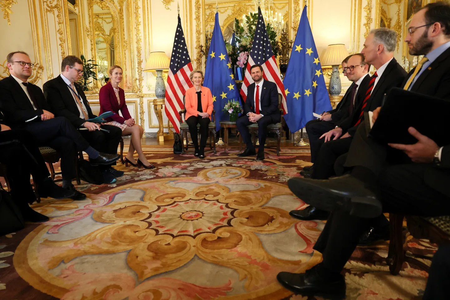 Kaja Kallas attended a meeting in Paris on Tuesday with Ursula von der Leyen and U.S. Vice President J.D. Vance.