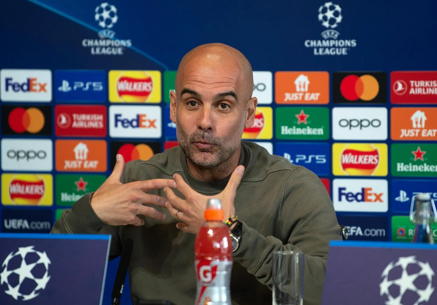 Manchester City peatreener Pep Guardiola päev enne mängu antud pressikonverentsil.