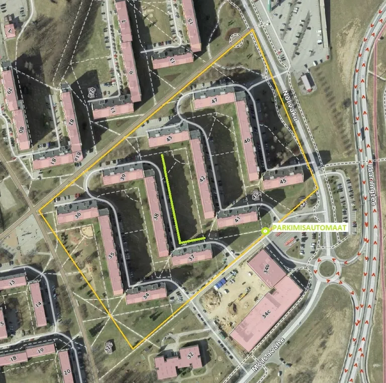 Tasuline parkimine hakkab kehtima vaid uutel parkimiskohtadel Mõisavahe 37 ja 38 haljasalapoolsel küljel.