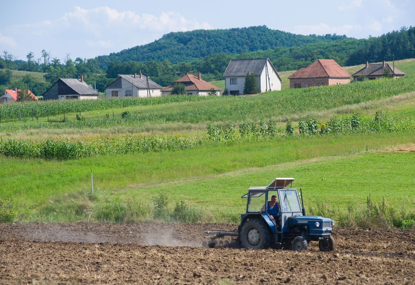 Traktor kündmas põldu Tachty külas Rimavská Sobota piikonnas Slovakkias.
