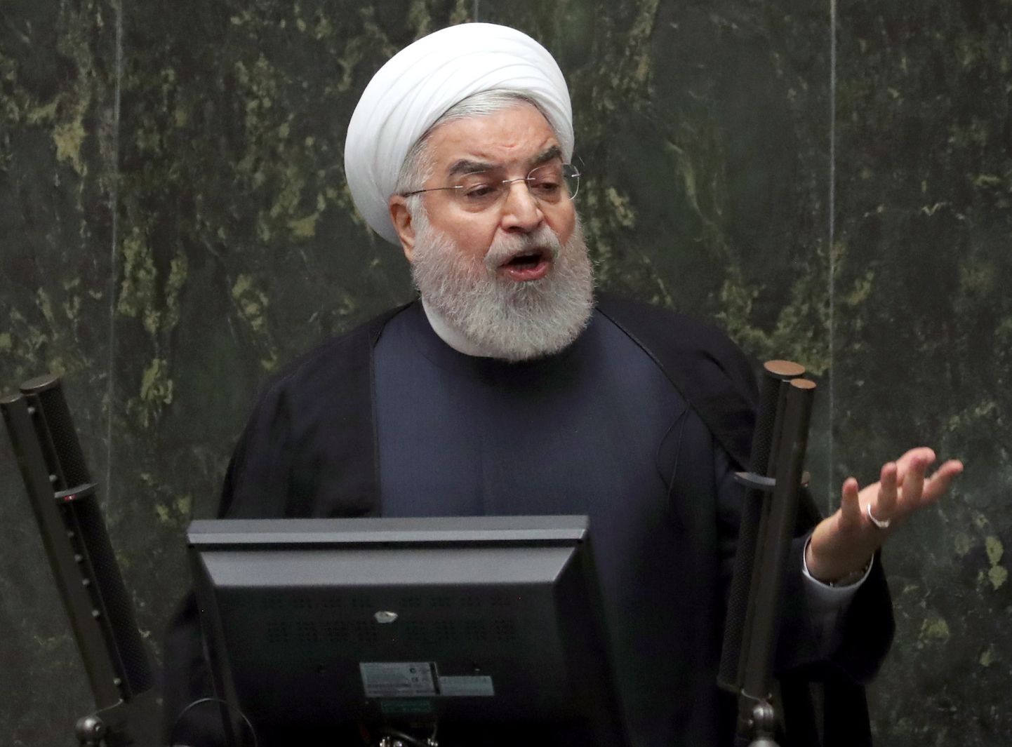 Iraani president Hassan Rouhani parlamendis.