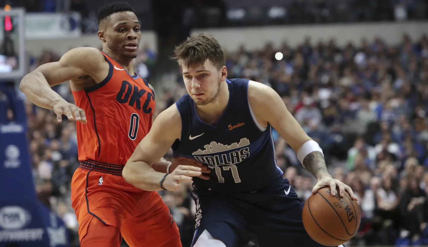 Russell Westbrook (vasakul) ja Luka Doncic.