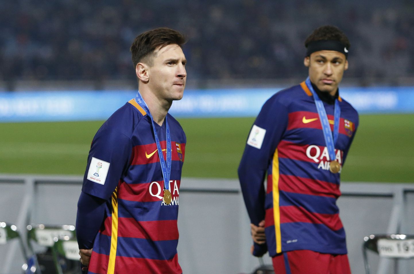 Lionel Messi (vasakul) pärast Barcelonaga klubide MMi võitmist.