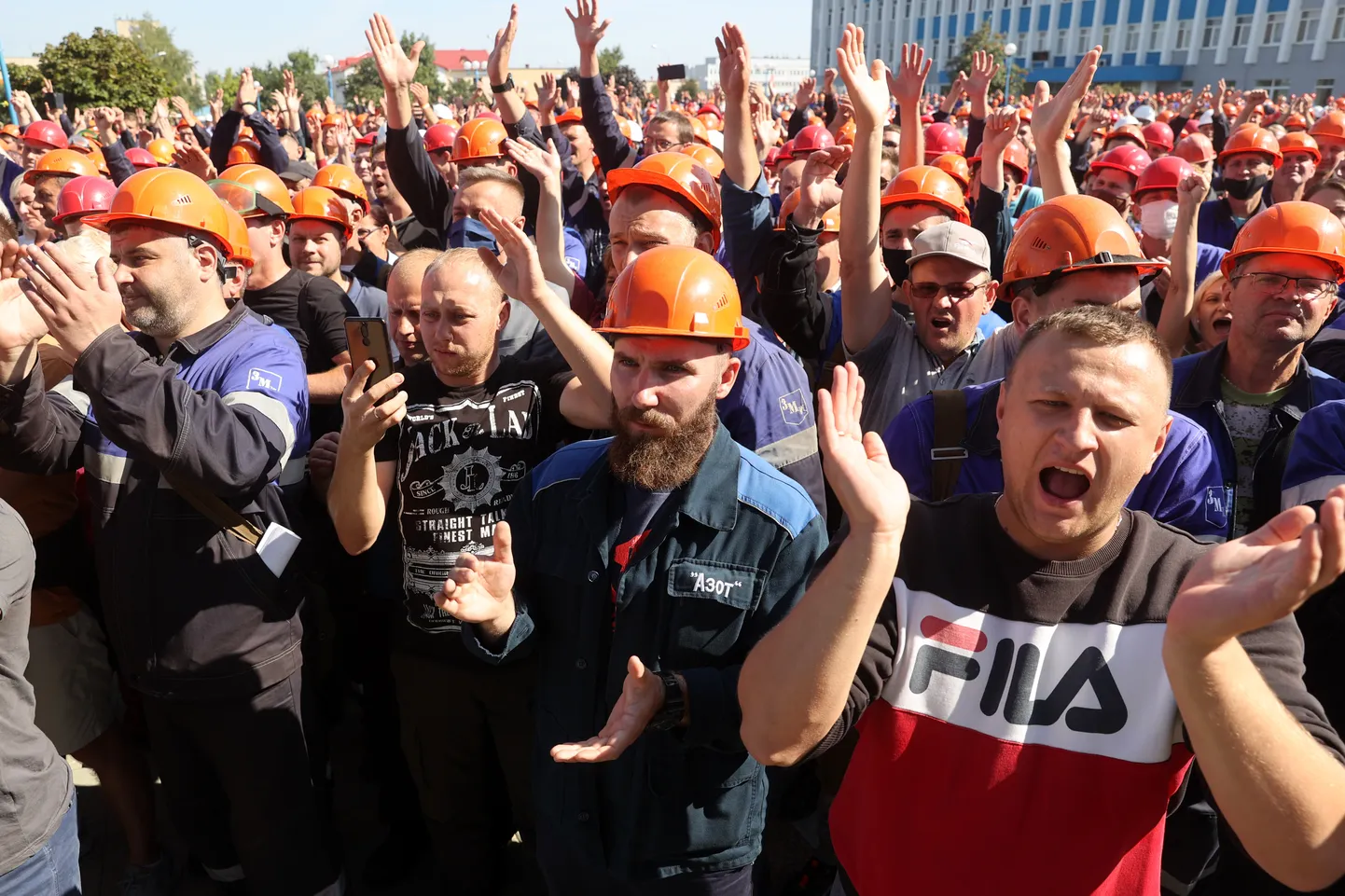 Забастовка на заводе в Гродно 14 августа.