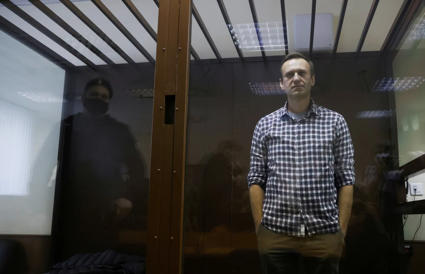 Vene opositsioonijuht Aleksei Navalnõi kohtuprotsessil Moskvas 20. veebruar 2021.
