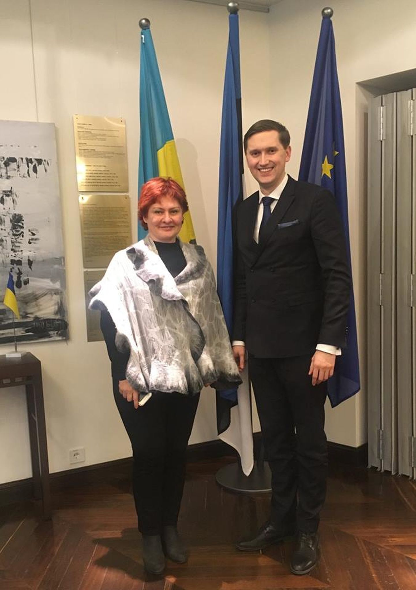 Любовь Бойчук и Яак Мадисон в посольстве Эстонии в Киеве