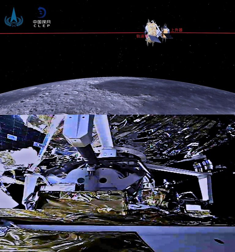 “Chang'e-5” zondes pacelšanās no Mēness.