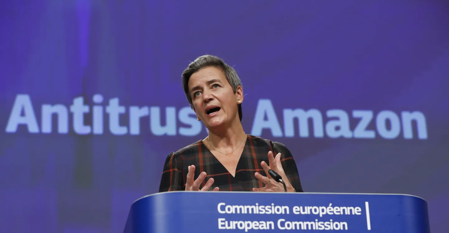 Eruoopa Komisjoni asepresident Margrethe Vestager pressikonverentsil.