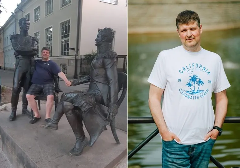 Jüri enne ja 8 kuud pärast mini-bypass operatsiooni ja 50 kg kergemana. Algkaaluks 155 kg, parempoolsel pildil 105 kg.