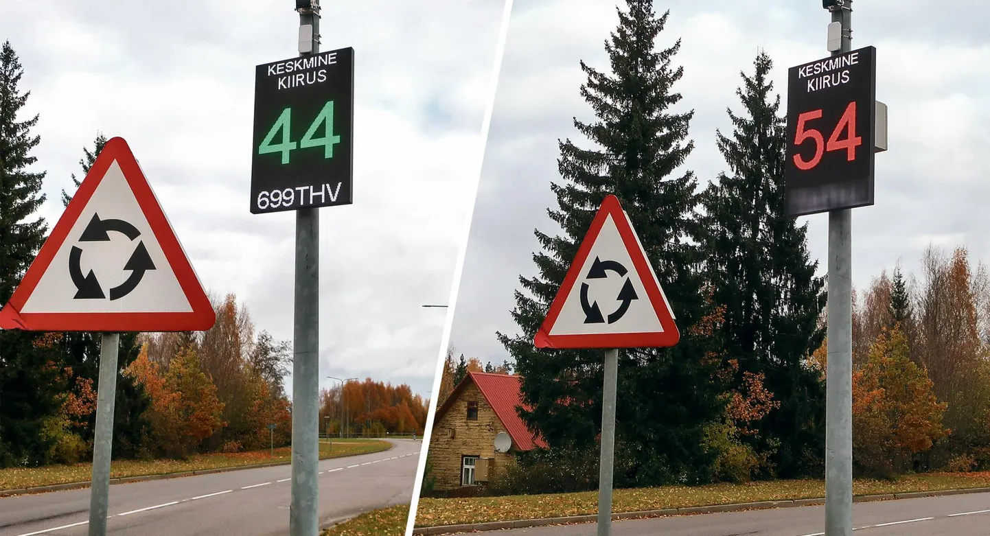 Nutitee otsas olev tabloo annab juhile teada nii sõiduki keskmise kiiruse kui ka hinnangu.
