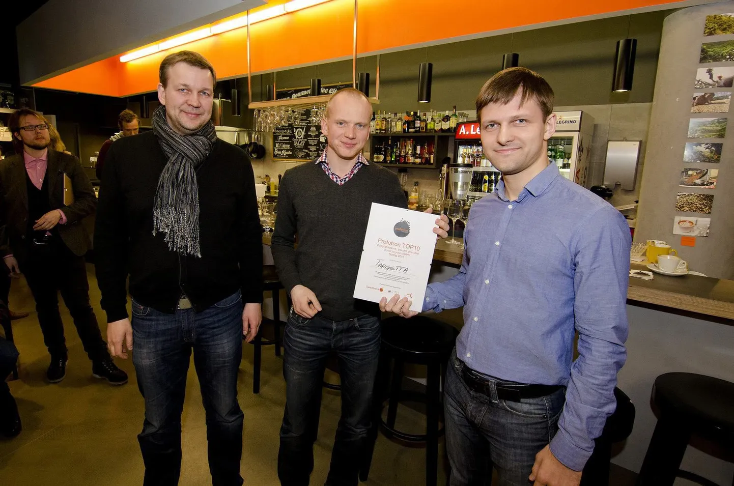 Paremalt Madis Udam (Targetta asutaja), Siim Lepisk (Prototron) ja Märt Parker (Targetta asutaja)
