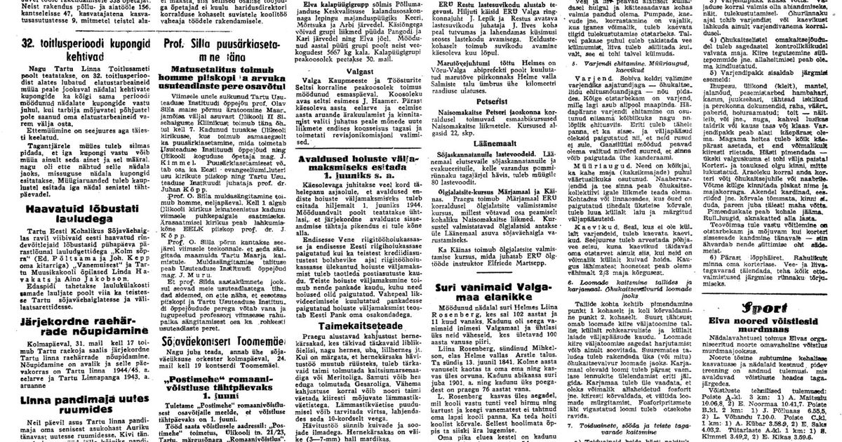 Postimees 1944. aastal: naisteenistujad aidaku rindemeestele varrukavappe tikkida