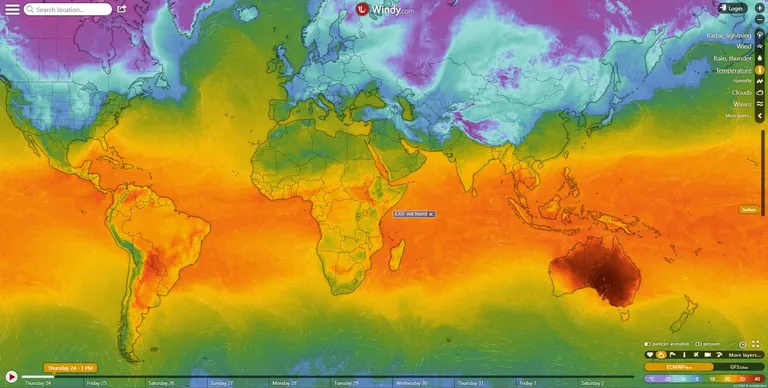 Kaart, millel on näha temperatuure maailma erinevates paikades