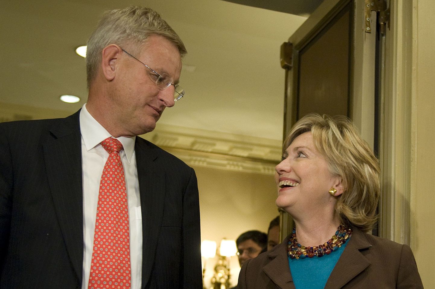 Rootsi välisminister Carl Bildt koos oma USA kolleegi Hillary Clintoniga eile New Yorgis.