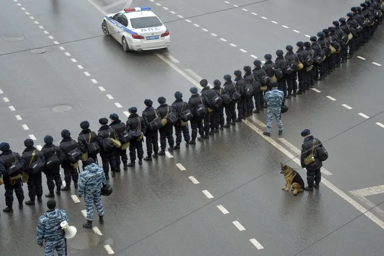 Politseikordon täna Moskva kesklinnas. Foto: Scanpix