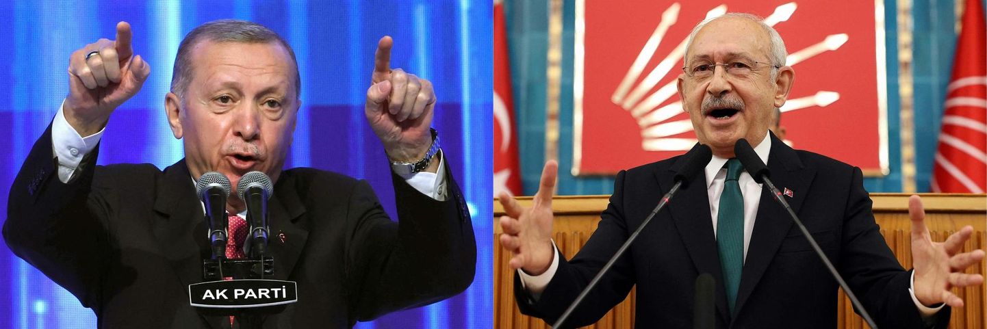 Türgi riigipea Recep Tayyip Erdogan (vasakul) ja tema rivaal presidendivalimistel Kemal Kilicdaroglu (paremal). 