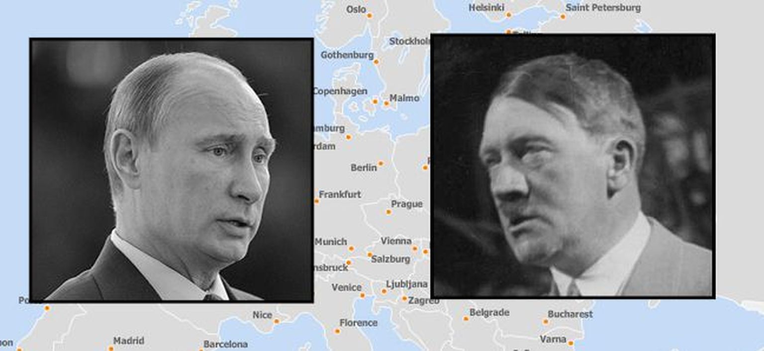 Vladimir Putin ja Adolf Hitler.