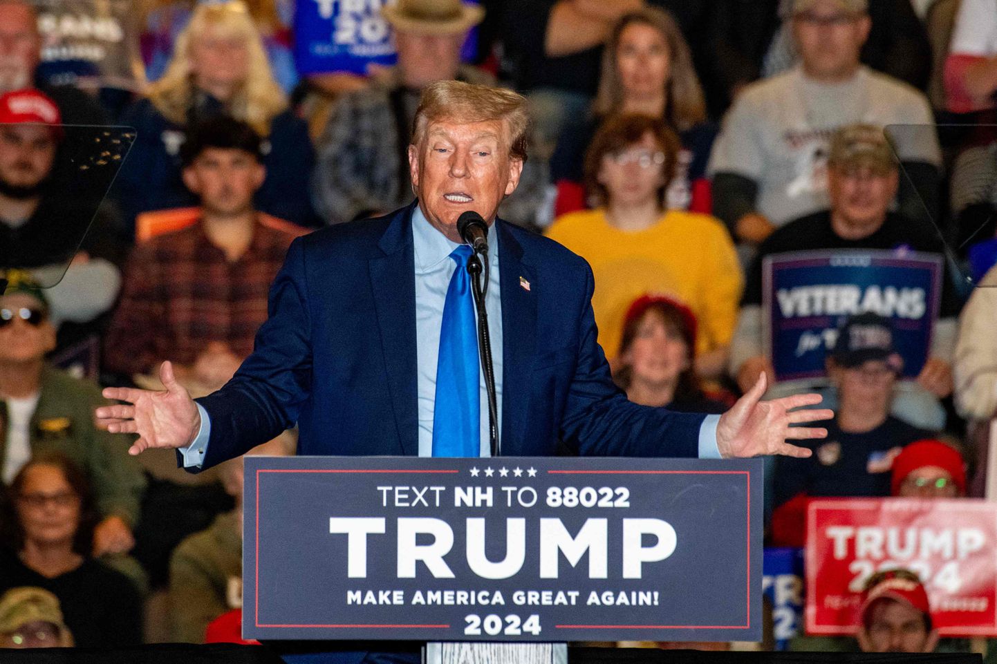 Vabariiklaste presidendikandidaadiks pürgiv USA endine presient Donald Trump eilsel kampaaniaüritusel.