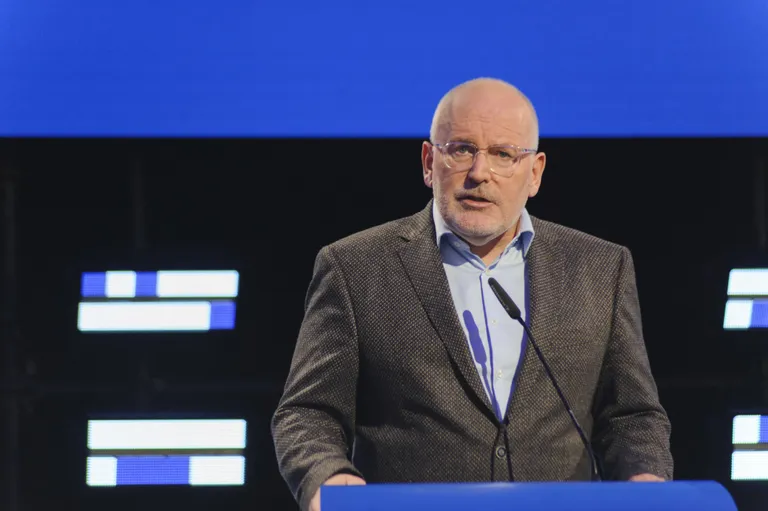 Frans Timmermans valimisõhtul Brüsselis.