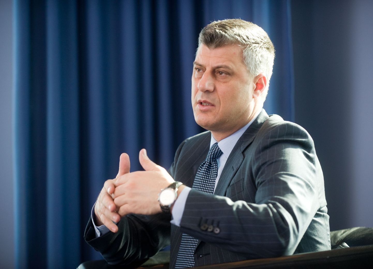 Kosovo peaminister Hashim Thaci märtsis Tallinnas Postimehele intervjuud andmas.